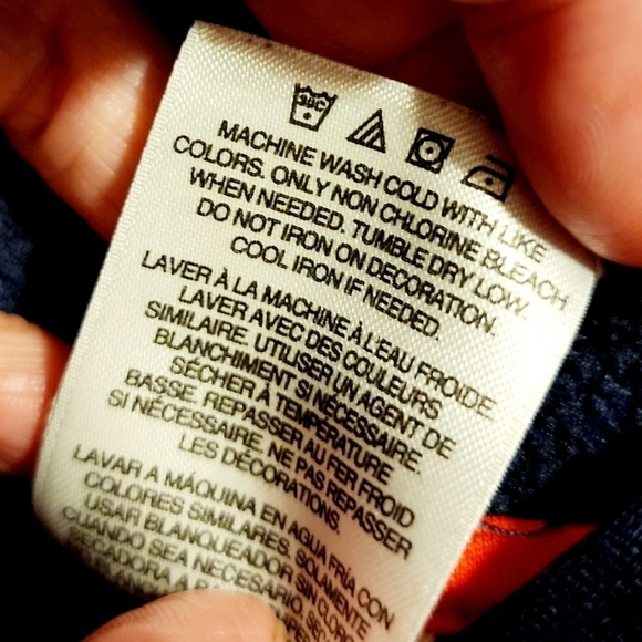 Adidas Heather Gray/Navy Colorblock Orange Logo Hoodie Hooded Sweatshirt Boy's M - Picture 7 of 7